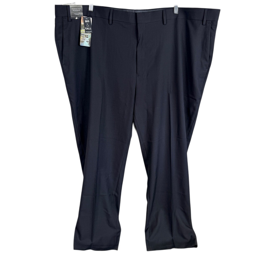 Haggar Premium Comfort Dress Pant Mens 50x30 Charcoal Gray Straight Stretch